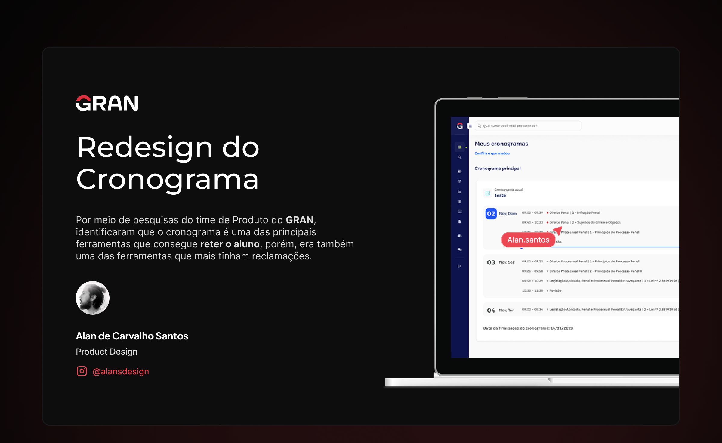 Redesign do Cronograma — capa do case