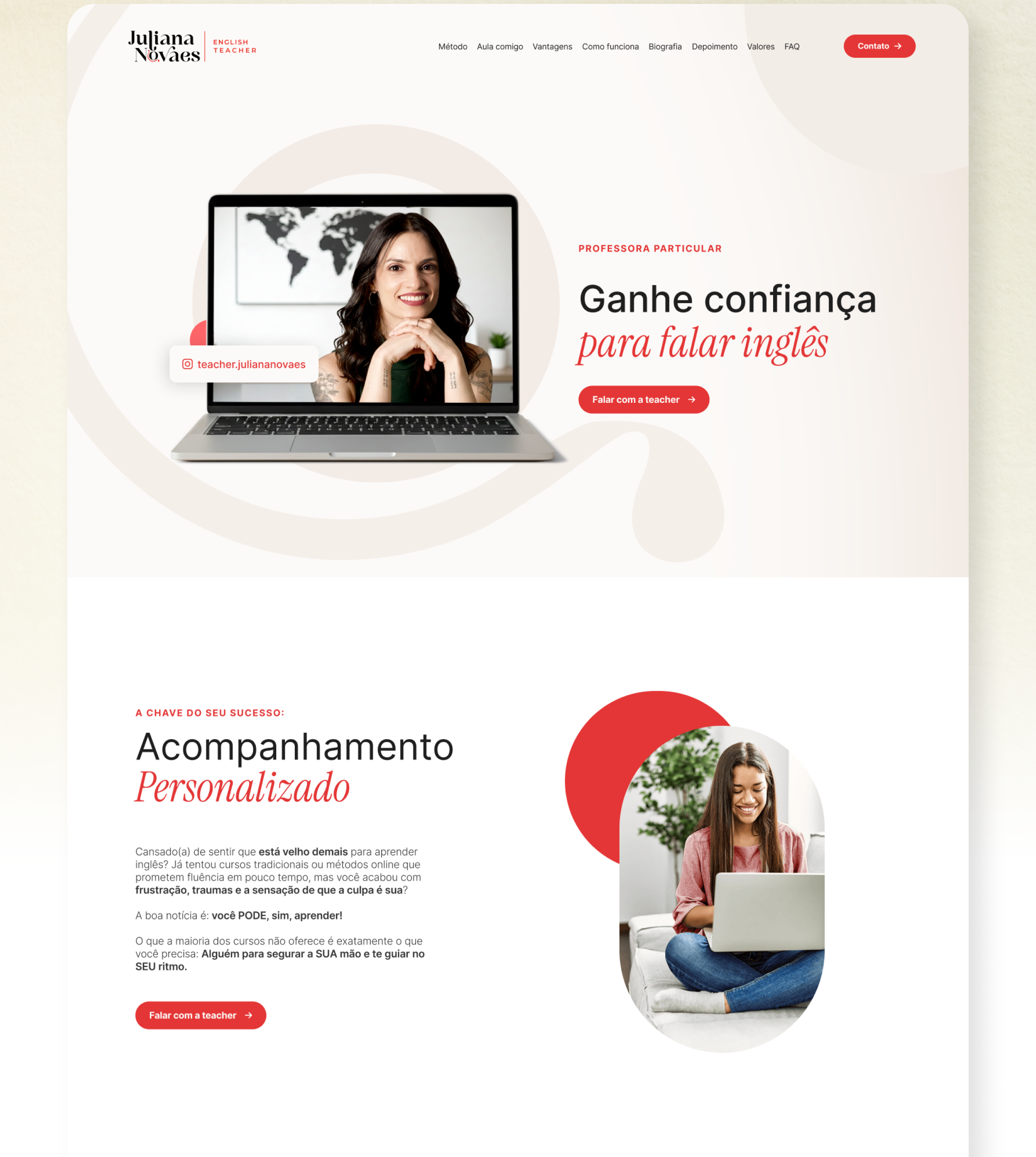 Landing page — hero e acompanhamento personalizado
